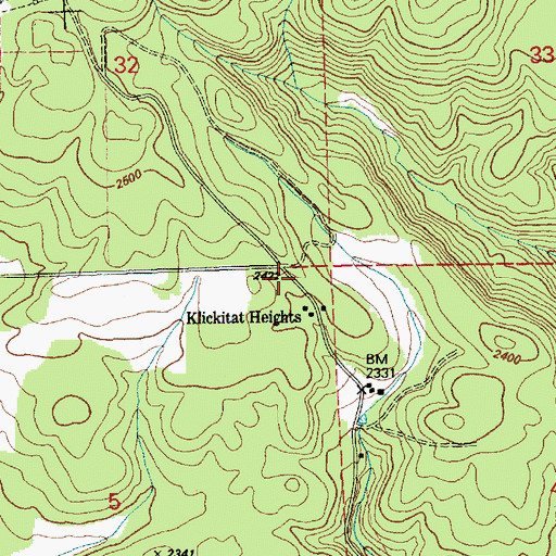 Topographic Map of Klickitat Heights, WA