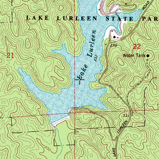 Topographic Map of Lake Lurleen, AL