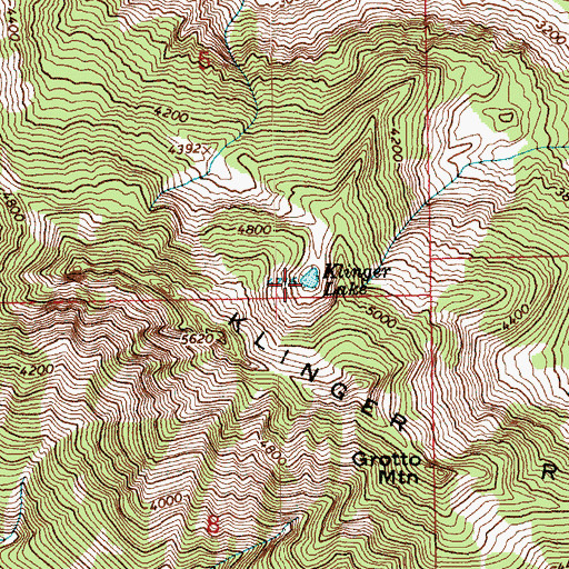 Topographic Map of Klinger Lake, WA