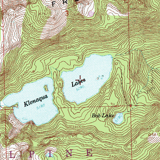 Topographic Map of Klonaqua Lakes, WA