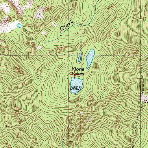 Topographic Map of Klone Lakes, WA