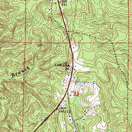 Topographic Map of Lusk Baptist Church, AL