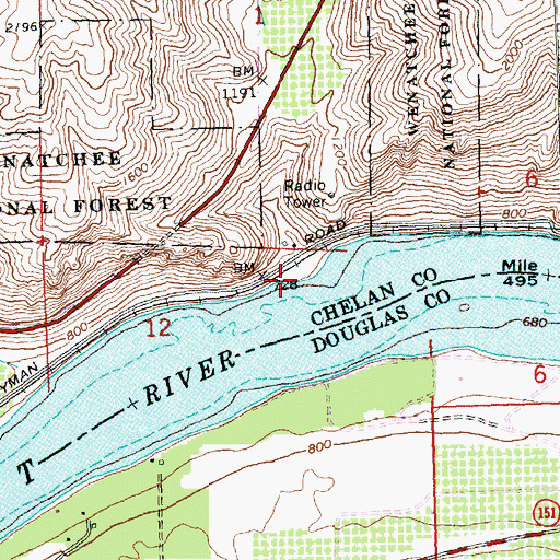 Topographic Map of Knapp Coulee, WA