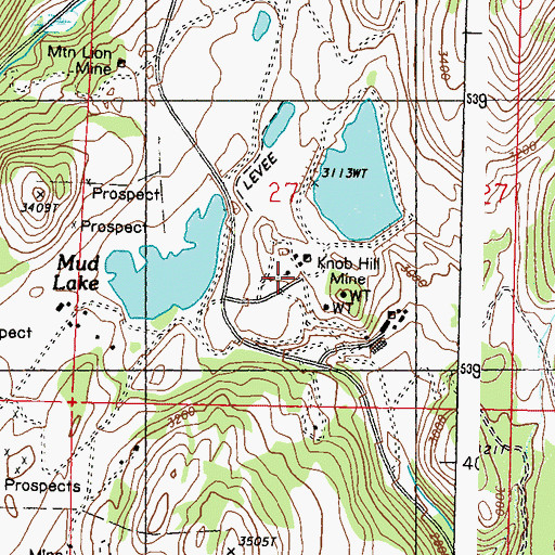 Topographic Map of Knob Hill Mine, WA