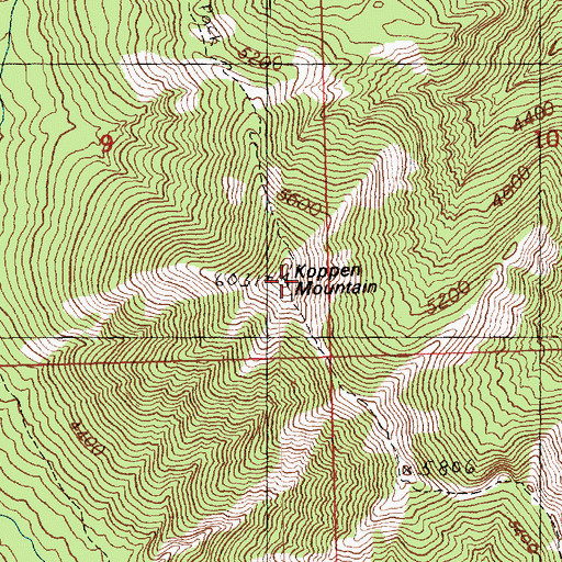 Topographic Map of Koppen Mountain, WA