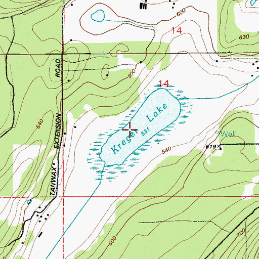 Topographic Map of Kreger Lake, WA