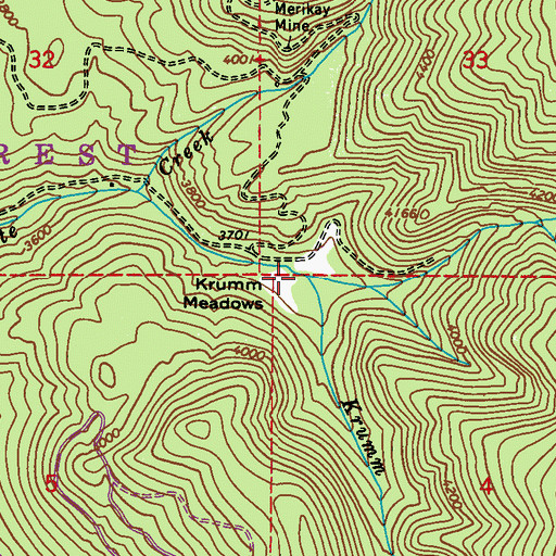 Topographic Map of Krumm Meadows, WA
