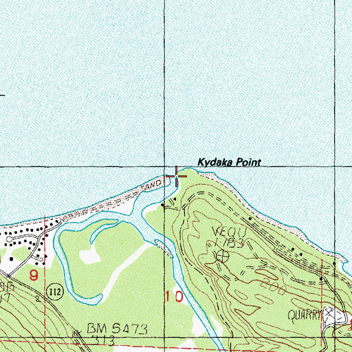Topographic Map of Kydaka Point, WA