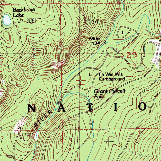 Topographic Map of La Wis Wis Campground, WA