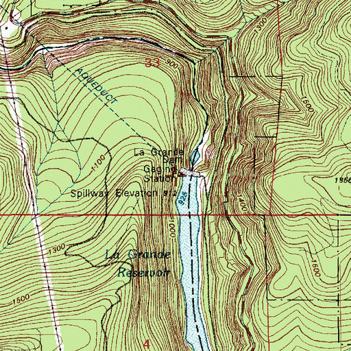 Topographic Map of La Grande Dam, WA