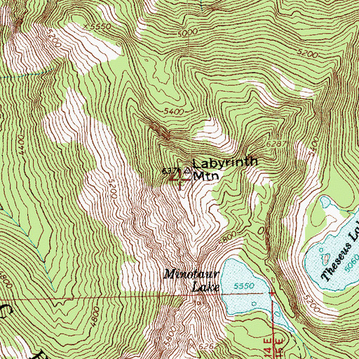 Topographic Map of Labyrinth Mountain, WA