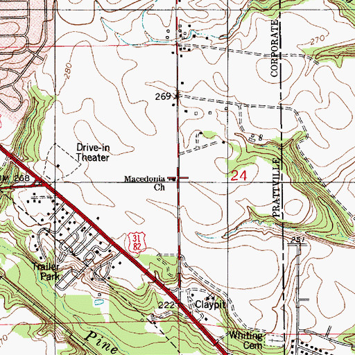 Topographic Map of Macedonia Baptist Church, AL