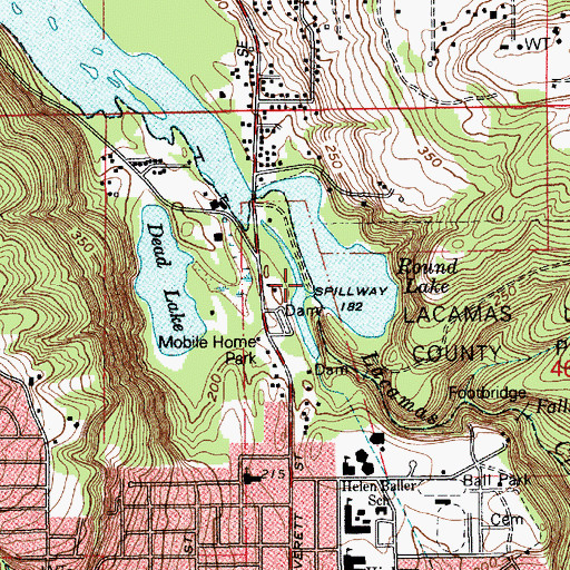 Topographic Map of Lacamas Lake, WA