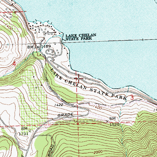 Topographic Map of Lake Chelan State Park, WA
