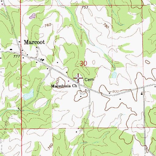 Topographic Map of Macedonia Primitive Baptist Church, AL