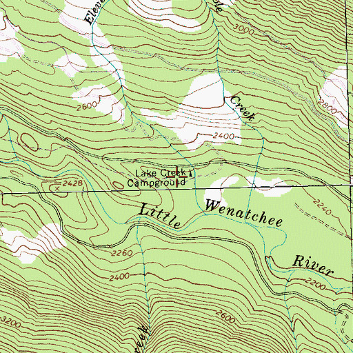 Topographic Map of Lake Creek Campground, WA