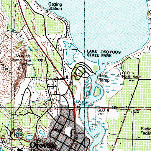 Topographic Map of Lake Osoyoos State Park, WA