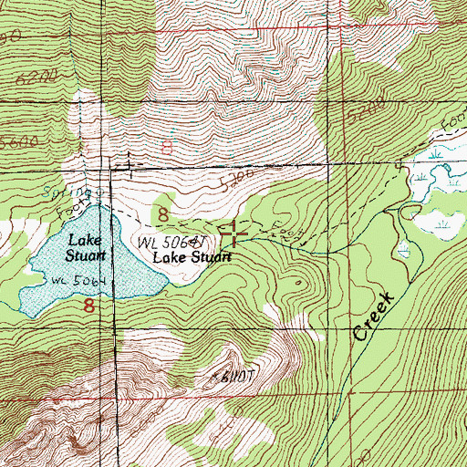 Topographic Map of Lake Stuart Trail, WA