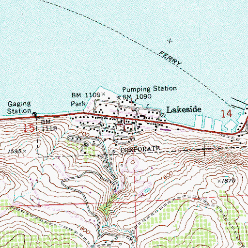 Topographic Map of Lakeside, WA