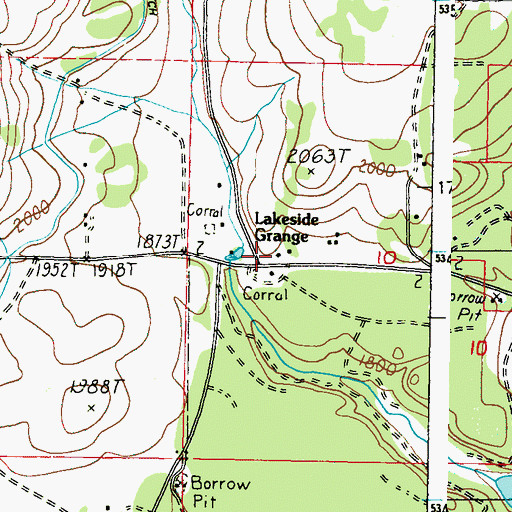 Topographic Map of Lakeside Grange, WA