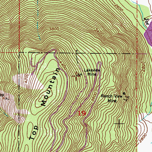 Topographic Map of Lakeview Mine, WA
