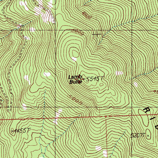 Topographic Map of Lamb Butte, WA