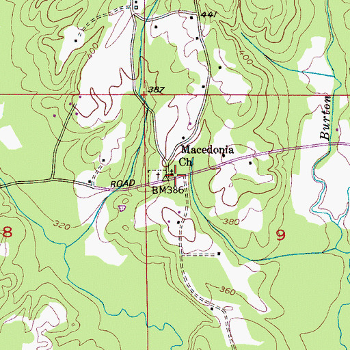 Topographic Map of Macedonia Church of Christ, AL
