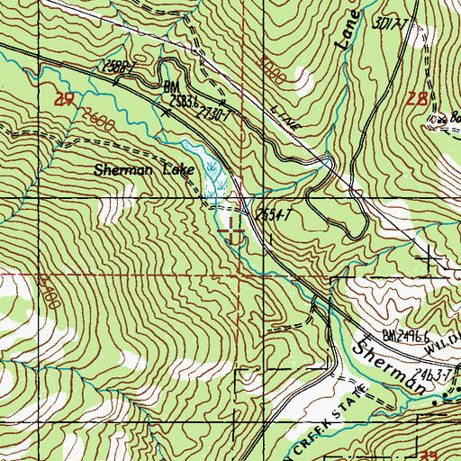 Topographic Map of Lane Creek, WA
