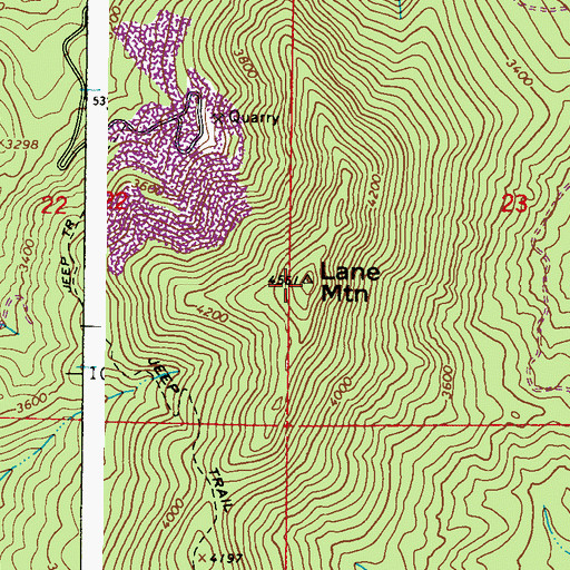 Topographic Map of Lane Mountain, WA
