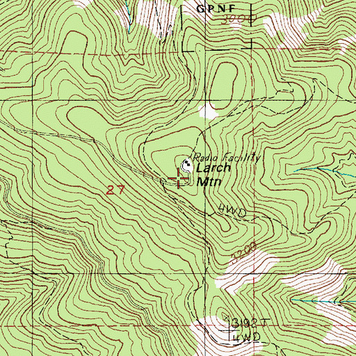 Topographic Map of Larch Mountain, WA