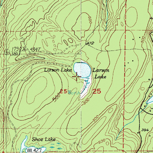 Topographic Map of Larson Lake, WA