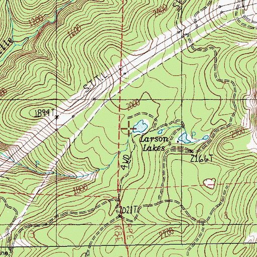 Topographic Map of Larson Lakes, WA