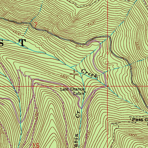 Topographic Map of Last Chance Cabin Creek, WA