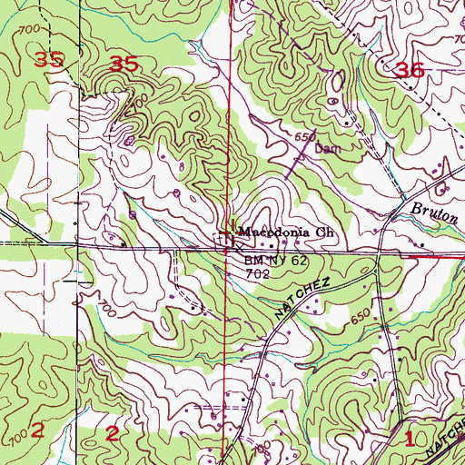 Topographic Map of Macedonia Church of Christ, AL