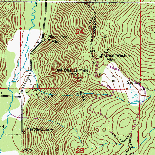Topographic Map of Last Chance Mine 3057, WA