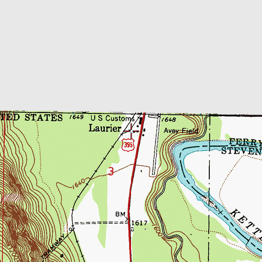 Topographic Map of Laurier, WA