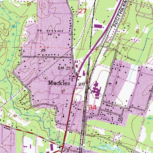 Topographic Map of Mackies, AL