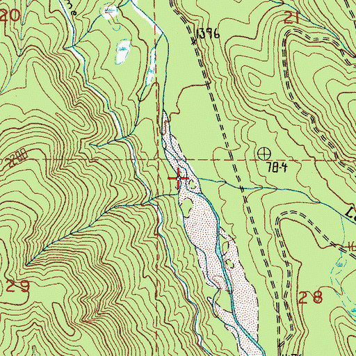 Topographic Map of Le Dout Creek, WA