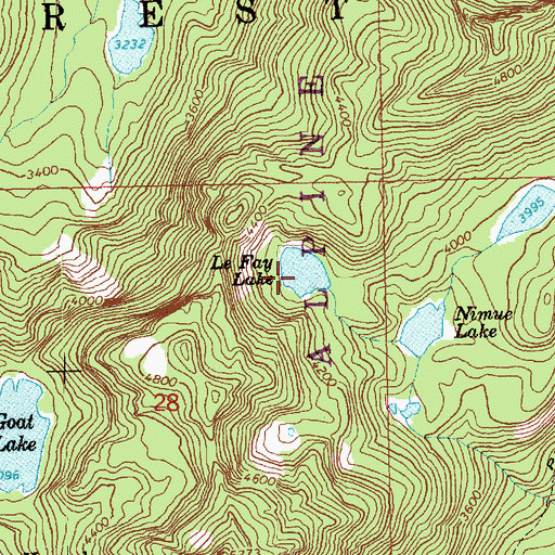 Topographic Map of Le Fay Lake, WA