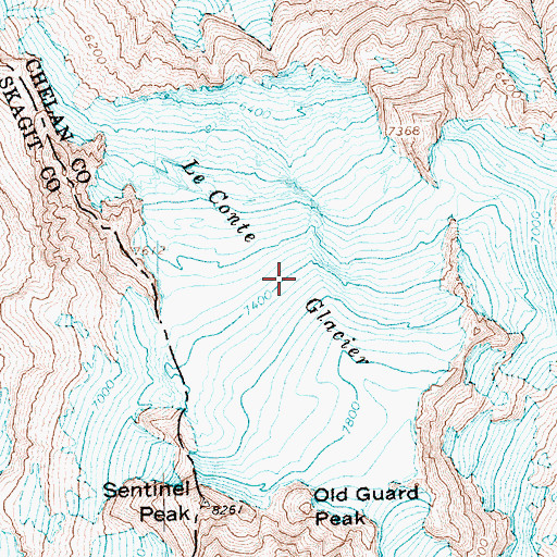 Topographic Map of LeConte Glacier, WA