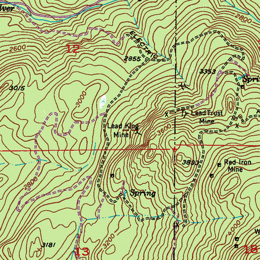 Topographic Map of Lead King Mine, WA
