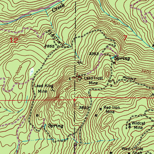 Topographic Map of Lead Trust Mine, WA