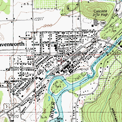 Topographic Map of Leavenworth, WA
