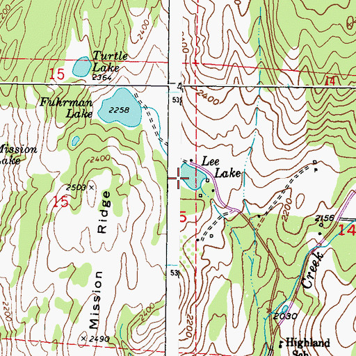 Topographic Map of Lee Lake, WA