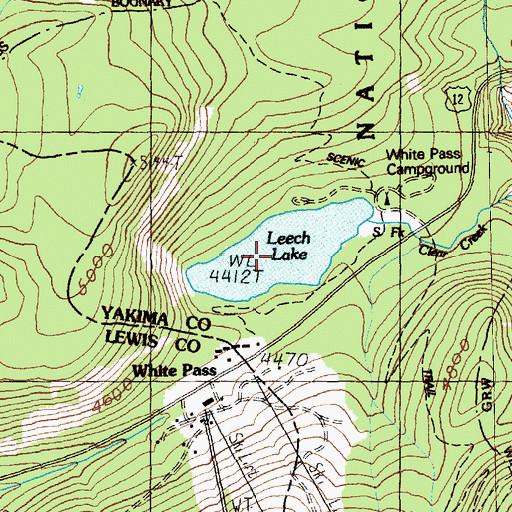 Topographic Map of Leech Lake, WA