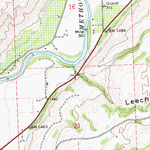 Topographic Map of Leecher Canyon, WA