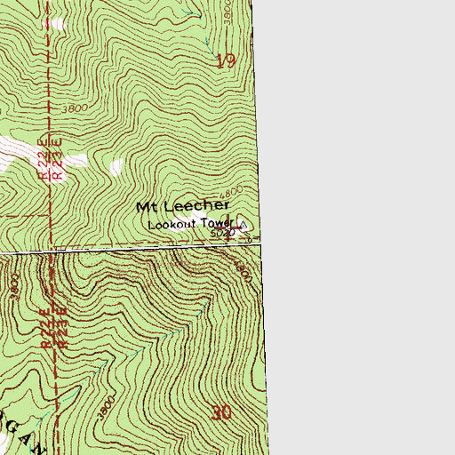 Topographic Map of Mount Leecher, WA