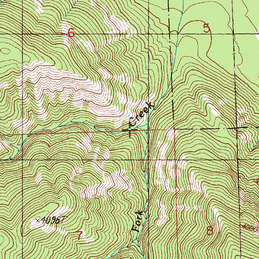 Topographic Map of Left Fork Little Boulder Creek, WA