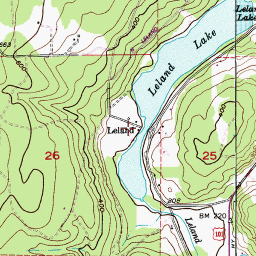 Topographic Map of Leland, WA