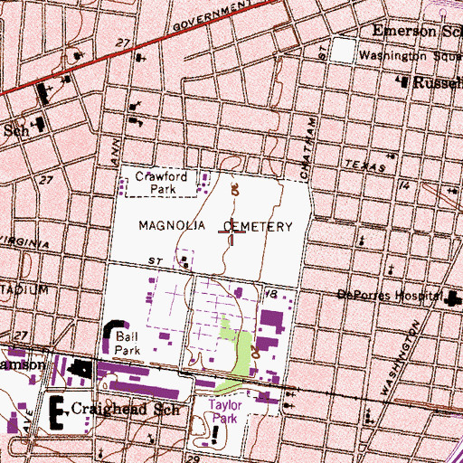 Topographic Map of Mobile National Cemetery, AL